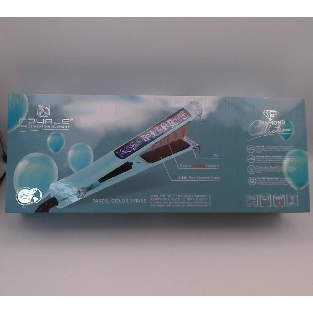 Royale Diamond Collection Genius Heating Element Flat Iron (Tiffany blue), BNIB